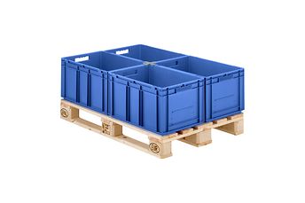 EUROFIX container EF 6320 PP - 600 x 400 mm on euro-pallet with four-way connector